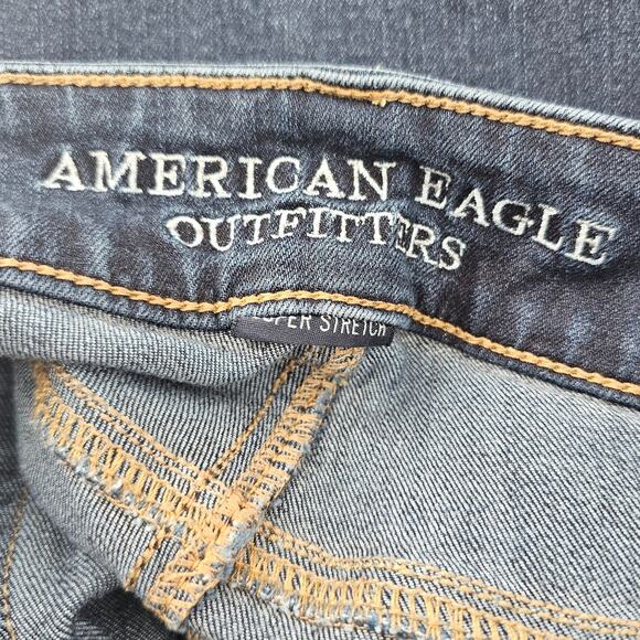 American Eagle Artist Jeans 8 Super Stretch Dark Wash Whisker Casual Preppy - Picture 5 of 11